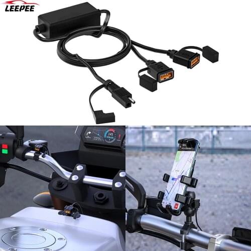 SAE Version Configuration Dual USB Port Waterproof Motorcycle Handlebar Charger 12V-24V Quick Charger 3.0