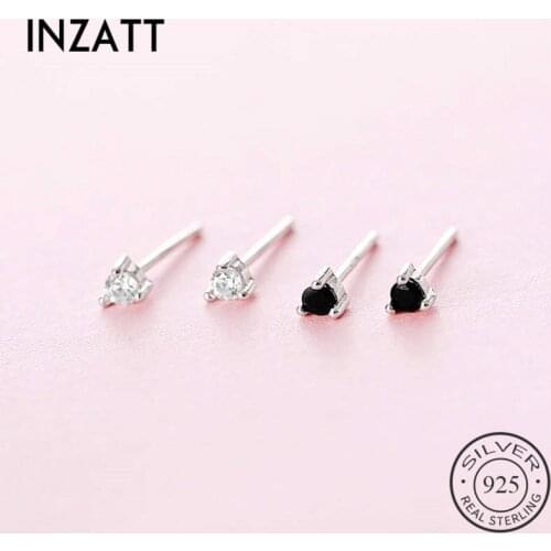INZATT Real 925 Sterling Silver Polychromatic Zircon Stud Earrings For Fashion Woman Party Fine Jewelry Cute Accessories Gift