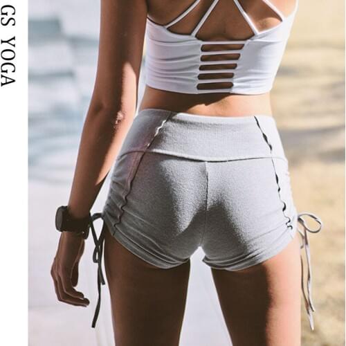 Waist Drawstring Design Women Fitness Yoga Shorts High Waist Drawstring Tight Quick-Drying Outdoor Running Cycling Shorts