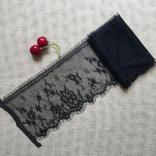 1.5Yards 12cm Width Embroidery Lace Motif Eyelash Lace Ribbon Black Voile Lace Trim For Craft DIY Handmade Sewing Accessories