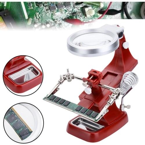 1 Set Adjustable Soldering Helping Station Clamp Magnifier LED Soldering Iron Holder Welding Accessory Equipment