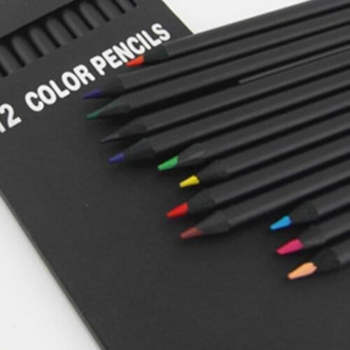 12 Colored Pencils Colors Drawing Painting Art Pencil School Stationery Black Wooden Pencils Student Gifts