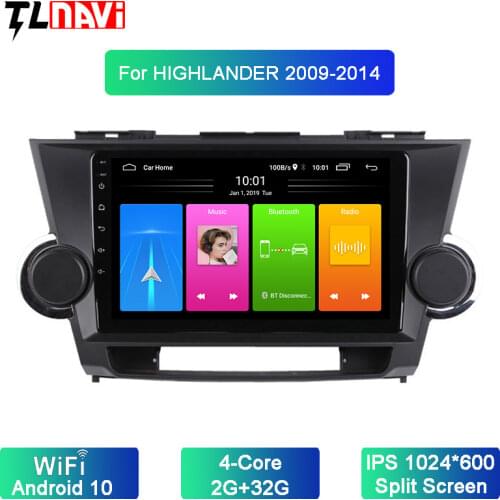10.1 Inch IPS Screen Android 10 GPS Navigation for 1Toyota highlander 2009-2014 Stereo System