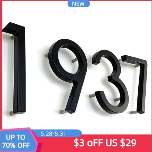 142mm Floating Exterior House Numbers Modern Number Signs on the Door Extra Large Black Apartment Address and Mailbox Plate #0-9