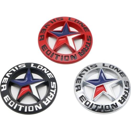 1X 3D Metal Texas STAR LONE SILVER EOITION Emblem Car Stickers For Jeep Wrangler Cherokee Commander Renegade Auto Accessories