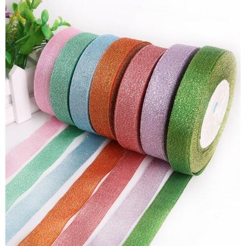 25Yard/lot 20mm Handmade Metallic Color Organza Ribbon Wedding Decorative Gift Box Wrapping DIY Hair Accessories