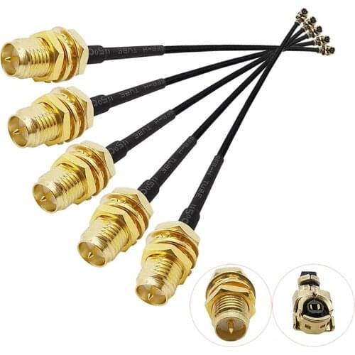 5Pcs U.FL IPX IPEX to RP SMA Female Jack Pigtail RF Jumper 1.13mm Cable RP-SMA Plug Socket Connector for PCI WiFi WLAN Card FPV
