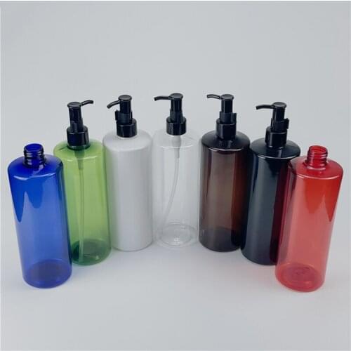 BEAUTY MISSION 12 pcs/lot 500ml black PET bottle essential oil pump, empty Cleansing Oil plastic bottles refillable container
