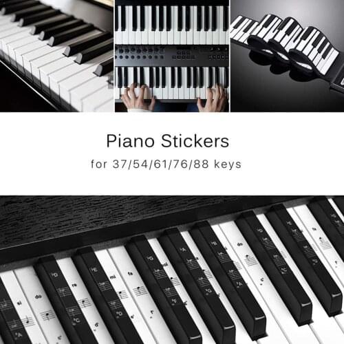 54/61/88 Key Piano Stickers Transparent Piano Keyboard Electronic Piano Sticker Sticker Note Stave Keyboard PVC Accessories L9N8