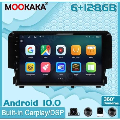 6+128G Android 10 For Honda Civic 2016-2018 Carplay Radio Multimedia Player Car GPS Navigation Head Unit with Screen Stereo