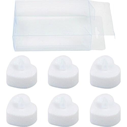 6pcs Heart Shape LED Tealight Candles Battery Operated Electric Glitter Candle