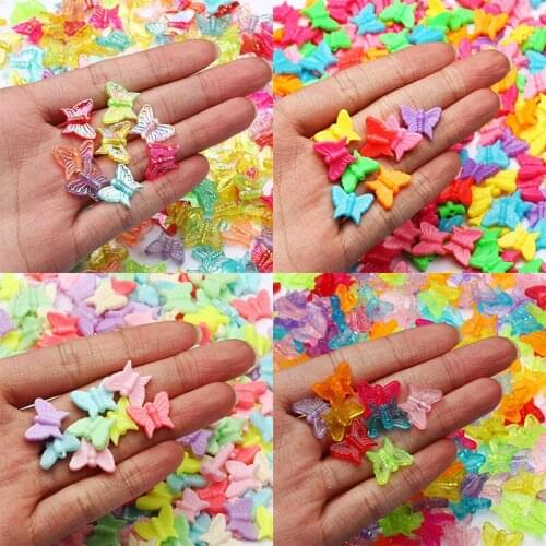 50pcs/lot Mixed Color Butterfly Acrylic Beads Loose Spacer Beads For Jewelry Making Diy Bracelet Necklace Charms Accessories