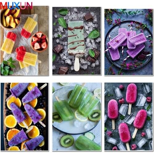 3D Full Diamond Painting Ice Cream Diamond Embroidery Painting Fox Diy Diamond Mosaic Ice Cream Delicious Paintings Decor Er084