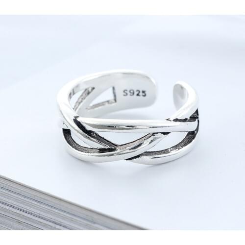 Bohemian Vintage Silver Color Cross Rings for Women Wedding Jewelry Adjustable Antique Rings