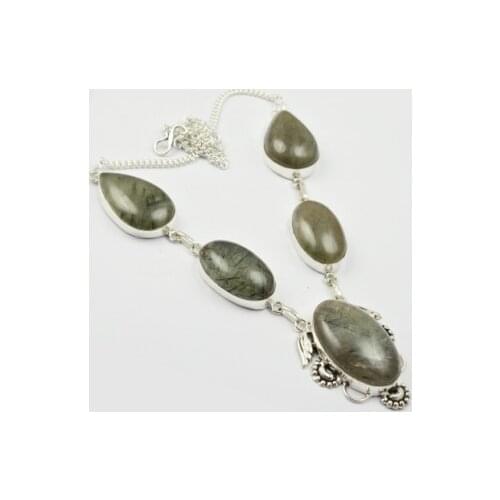 Black Rutile Necklace Silver Overlay over Copper, 51 cm, N2426