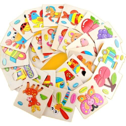 Animal Puzzle Kids Wood Board 1/2/3 Year 3d Baby Montessori Toys Children Educational Wooden Fun Intelligence For Kids