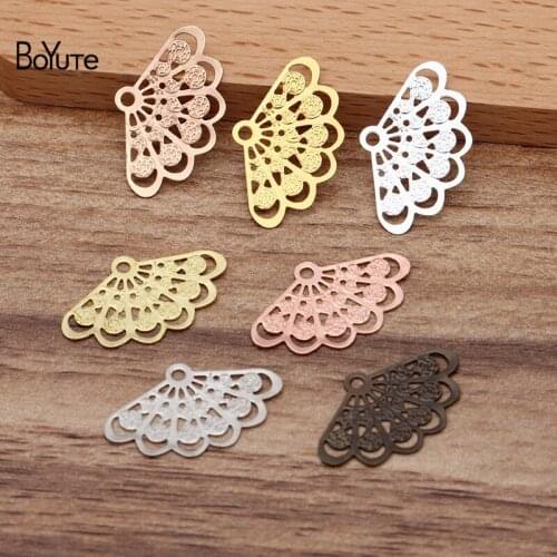 BoYuTe (200 Pieces/Lot) 14*23MM Metal Brass Filigree Sector Charms Diy Hand Made Jewelry Materials Wholesale