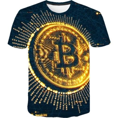 3D printed Bitcoin Boy girl tshirt Streetwear harajuku T shirt summer Casual T shirt popular loose T-shirt Hip Hop Style shirt