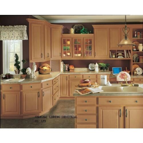 Solid wood kitchen cabinet and design for free(LH-SW006)