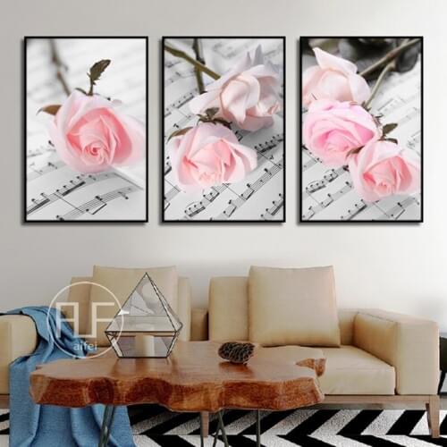 Minimalist Pink Rose Flowers Canvas Painting Wall Art Pictures Modular Decor For Bedroom Home Decoration Nordic Posters And Prin