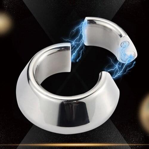 Stainless Steel Male Scrotum Pendant Magnetic Cock Ring Penis Exerciser Heavy Ring Sperm Lock Ejaculation Delay Sex Toy for Men