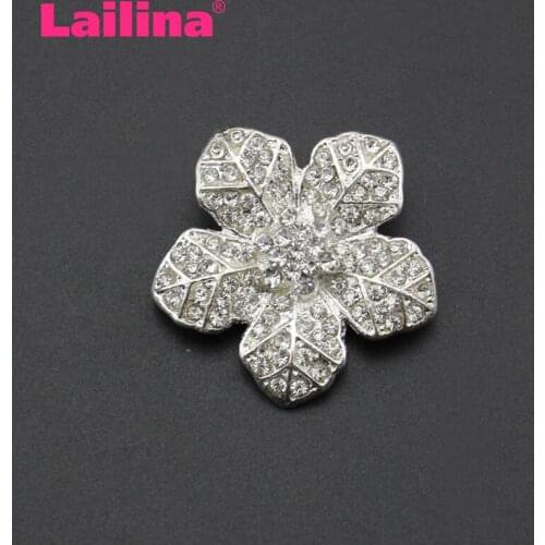 New Hot Sale Phenovo Crystal Flower Rhinestone Buttons DIY Craft Embellishment Silver Sewing Supplies Free Shipping