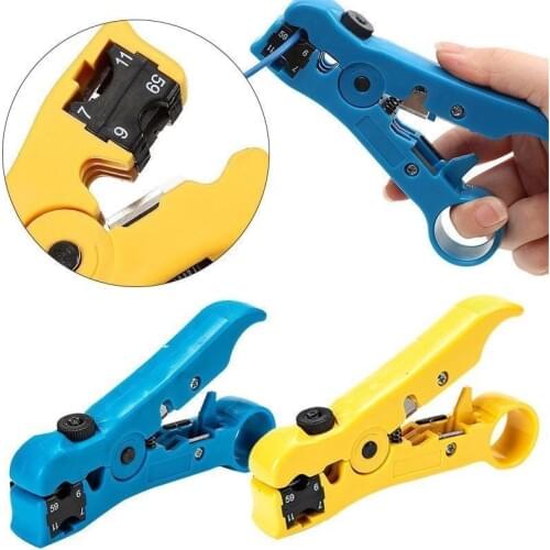 Flat or Round UTP Cat5 Cat6 Wire Coax Coaxial Stripping Tool Universal Cable Stripper Cutter Stripping Pliers Tool for Network