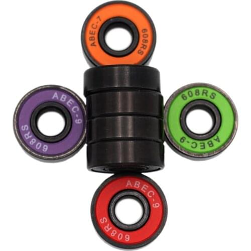 10PC 608 2RS ABEC-7 Colorful Ring Longboard Inline Skate Skateboard Bearings
