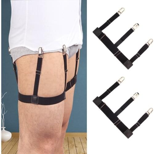 2020 New Mens Stays Sock Garters Adjustable Elastic Leg Suspenders Straps for Male Shirt Holders Non-Slip Clamp 1 Pair