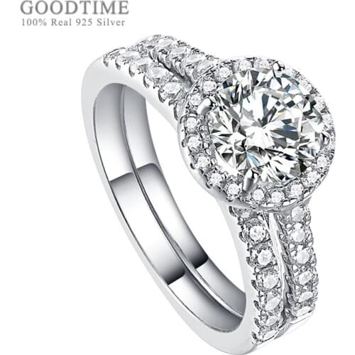 Luxury Women Ring 925 Sterling Silver Wedding Rings Princess Zircon Rhinestone Engagement Ring Jewelry Gift For Girl Bridal