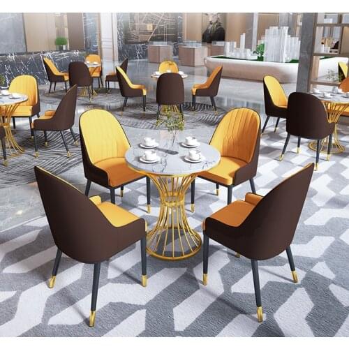 Sales Office negotiation table light luxury marble small round table leisure table reception area Nordic reception table