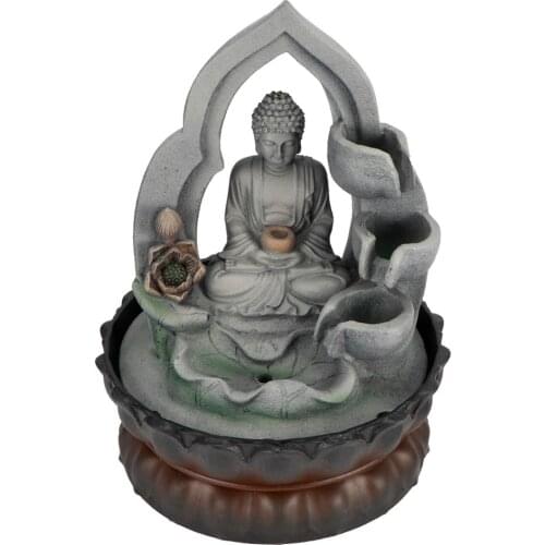 LED Resin Buddha Desktop Fountain Decoration Tabletop Ornament for Home Office Collection Gift EU US Plug