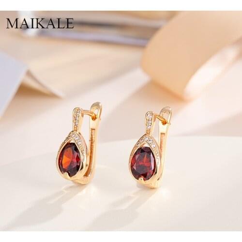 MAIKALE Classic Small Water Drop MultiColor Cubic Zirconia Stud Earrings for Women Jewelry Wedding Party Gifts High Quality