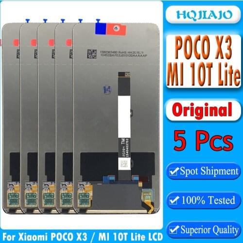 5pcs 6.67''LCD Display Original For Xiaomi Mi POCO X3 / X3 NFC LCD For Xiaomi Mi 10T Lite LCD Display LCD Screen Touch
