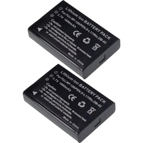 2x NP-120 NP120 FNP120 DL17 D-Li7 DB-43 BP-1500s Battery for Fuji Fujifilm F10 F11 M603 Zoom Pentax MX4 MX550 RICOH GX8 300G 500