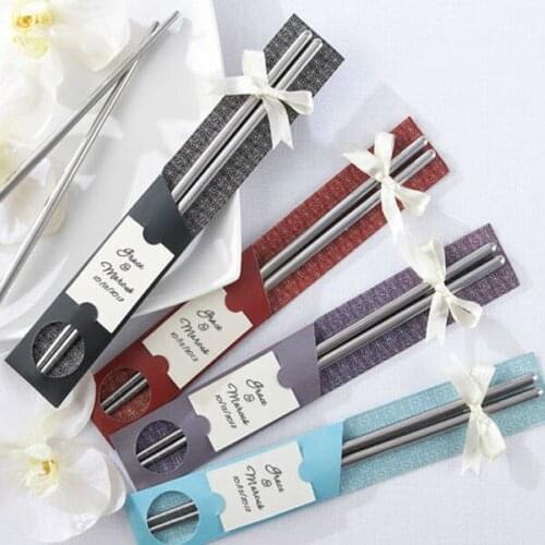 30Pair/LOT East Meets West Stainless steel chopsticks favor+Chinese style wedding favors