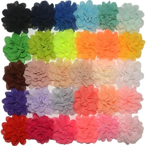 35pcs/lot, Beautiful chiffon flower WITHOUT Hair Clip Girl Cute Headwear Hair Accessories for DIY
