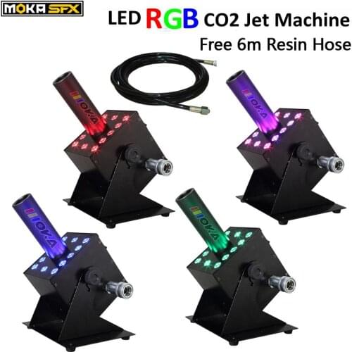 4PCS/lot Co2 Equipment Smoke Effect Machine LED CO2 Fog Machine with12leds RGB lamps free 6m hose