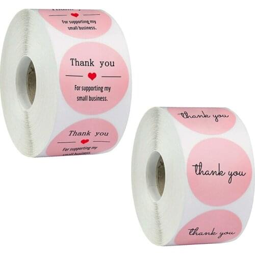 500pcs Pink Label Paper THANK YOU Stickers Round Labels Gift Craft Wedding Decoration Sticker for Package Stationery Stickers