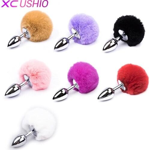 7 Color Metal Rabbit Tail Small Size Anal Plug Stainless Steel Bunny Tail Butt Plug Anal Sex Toys For Women Adult Sex Products