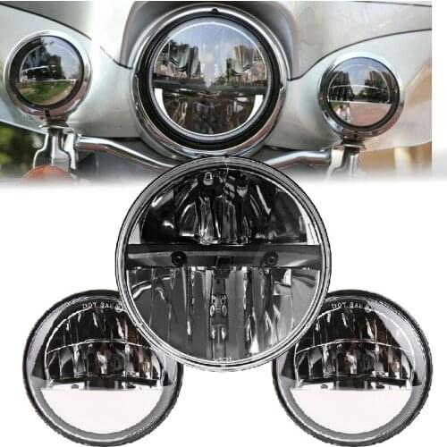 7"Inch Motorcycle LED Headlight Projector + 4 1/2 4.5Inch LED Fog Passing Lights for Touring Electra Glide Road King Motor Lamps