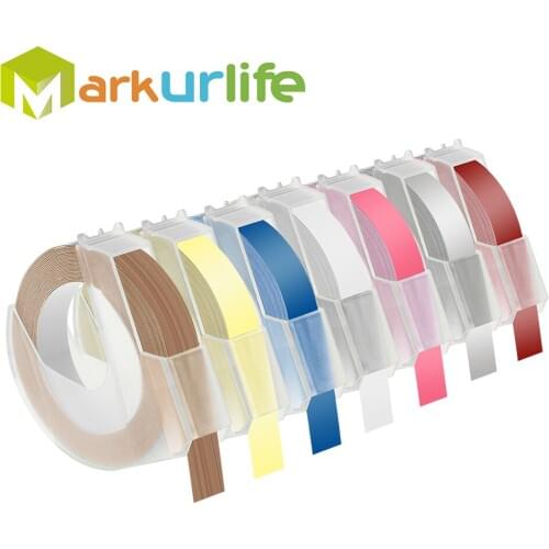 7 Pack 9mm *3m Compatible for Dymo 3D Plastic A520101 A520107 A520111 Mixed Color Embossing Tapes for Embossing Label Makers