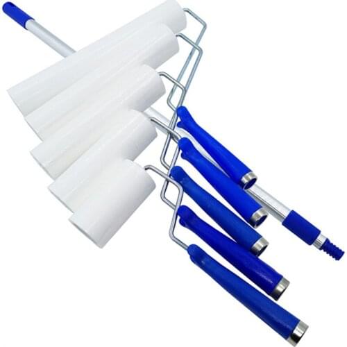 Free Shipping Size 2-12inches Blue And White Clean Room Dust Removal Sticky Roller PE Roll With Handle For Cleaning LCD PCB