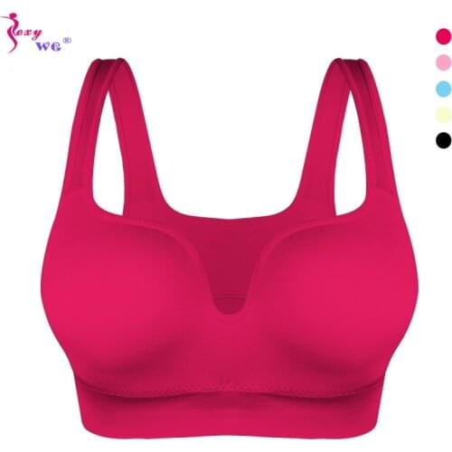SEXYWG Women Sport Bras Yoga Shirt Fitness Running Vest Underwear Padded Bra Crop Sports Workout Top Wireless Push Up Brassiere