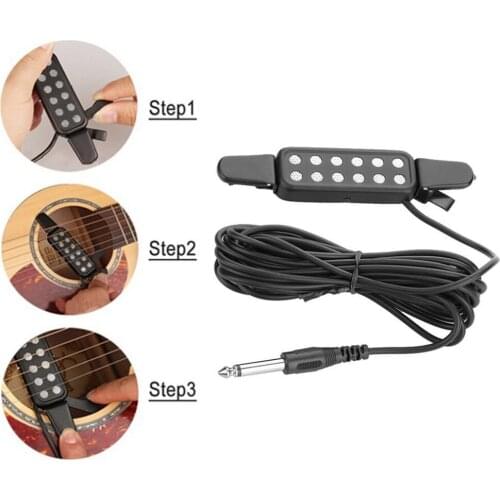 TSAI Sound Pickup 12 Hole Clip On Microphone Wire Amplifier Speaker For Acoustic Electric Guitar Transducer for Guitarra player