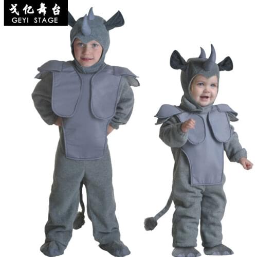 Kids Boy Rhino Onesies Kigurumi Costume Bull Cartoon Animal Halloween Party Rhinoceros Jumpsuits Pyjamas Suit