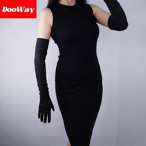 DooWay Suede Long Gloves Faux Leather 24" 60cm Opera Evening Party Formal Dress Cosplay Cold Weather Warm Gloves