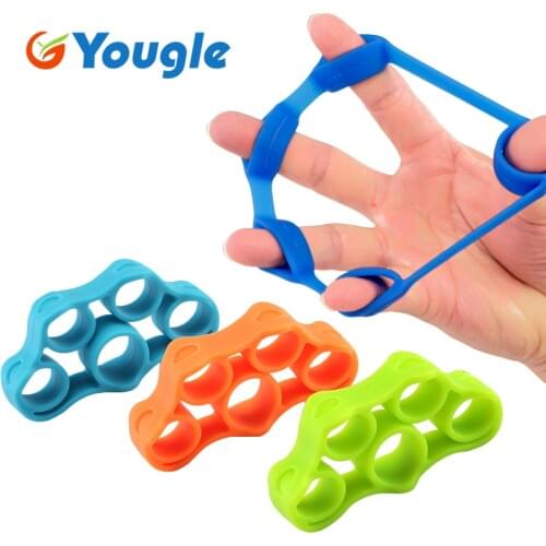 YOUGLE 6pcs/lot Hand Resistance Bands Yoga Exercisers Finger Stretcher Silicone finger trainer Finger exercise Equipment