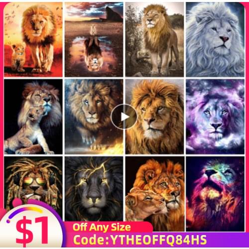 EverShine Diamond Painting 5D Lion Rhinestones Art Diamond Embroidery Cross Stitch Animals Handwork Hobby Gift Home Decor