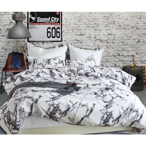 Home Decor-100% Polyester Cream Coloured Duvet set with Marble Print Design Available in Twin, Queen and King Sizes